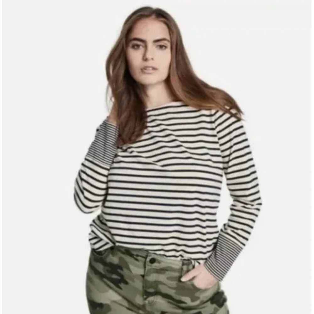 Nili Lotan French Girl Shirt Womens Medium 3/4 Sleeve Preppy Stripe Target Colab